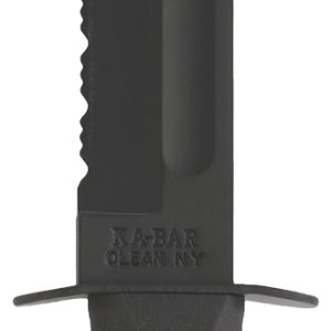 Ka-Bar 1214 Fighting/Utility  7" Fixed Clip Point Serrated Black 1095 Cro-Van Blade, Black Kraton G Handle, Includes Sheath